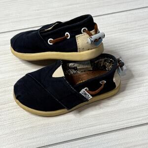 TOMS Kids Navy Blue Canvas Slip‎ On Shoes Size 5 Toddler Casual